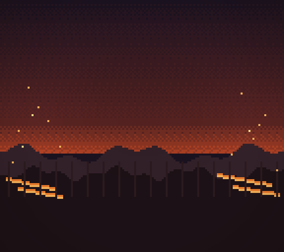 A volcanic plain lit from below